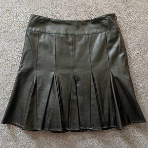 Ann Taylor Black Leather Pleated Skirt